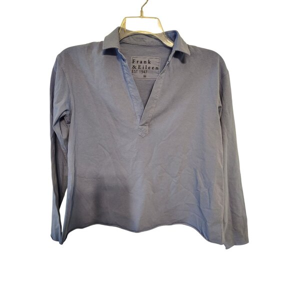 Frank & Eileen Tee Lab Medium Periwinkle Medium Collard Shirt V-Neck Casual - Picture 1 of 3